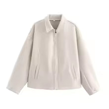 Veste en laine décontractée Coupe ample Fermeture éclair