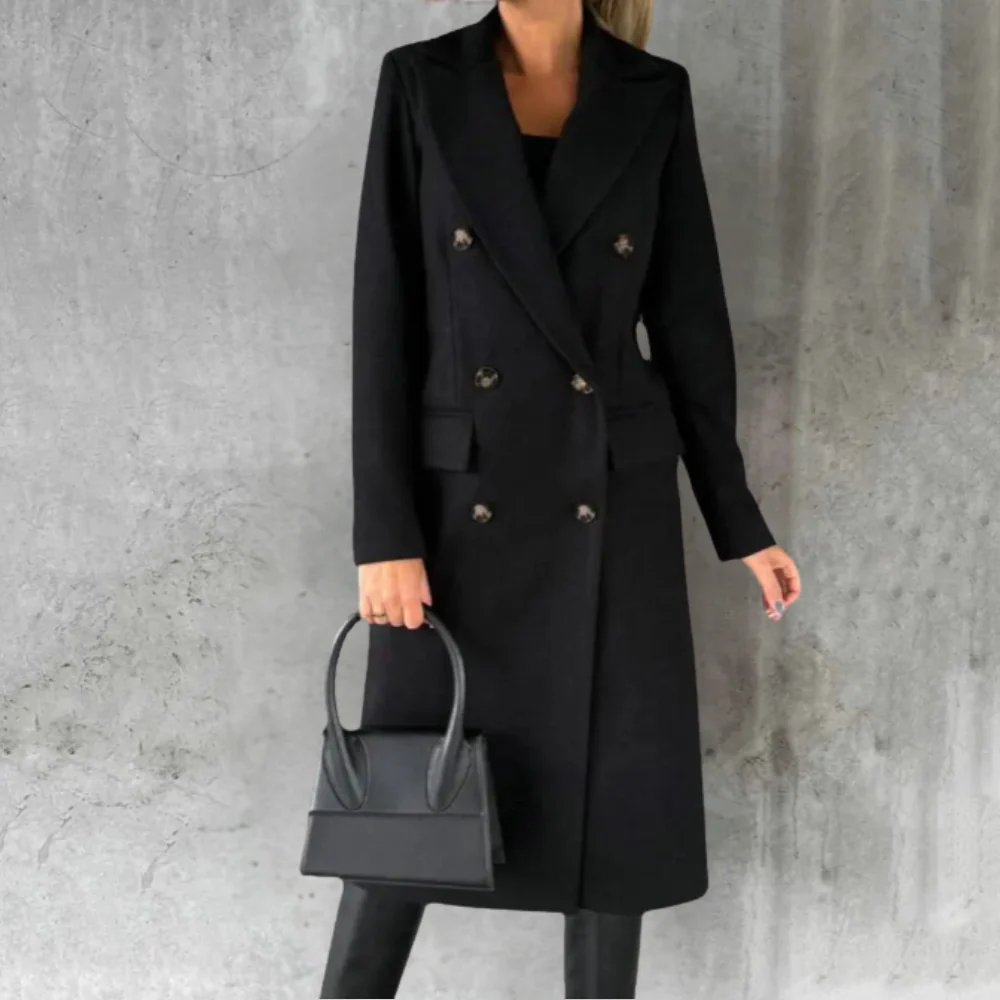 Trench-coat classique en laine pour femme, coupe ajustée