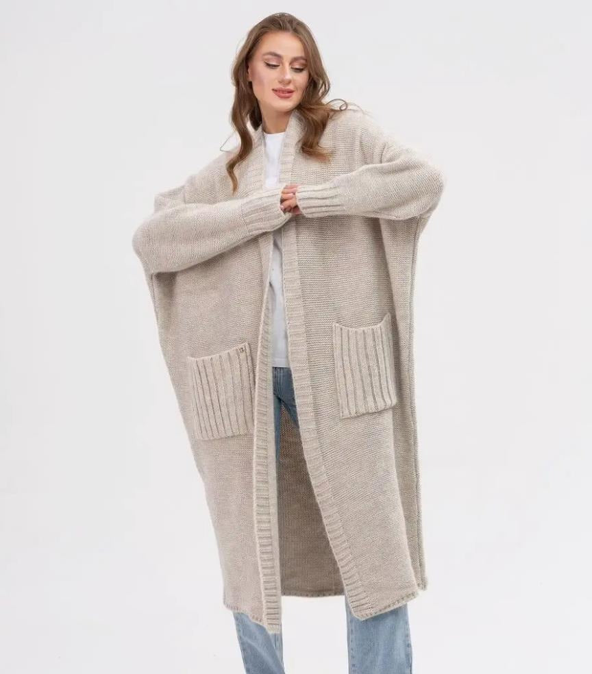Grand cardigan Grande Taille Laine Long avec Poches XXL