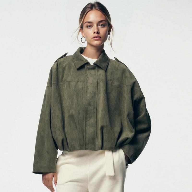 Élégante veste en cuir style bomber