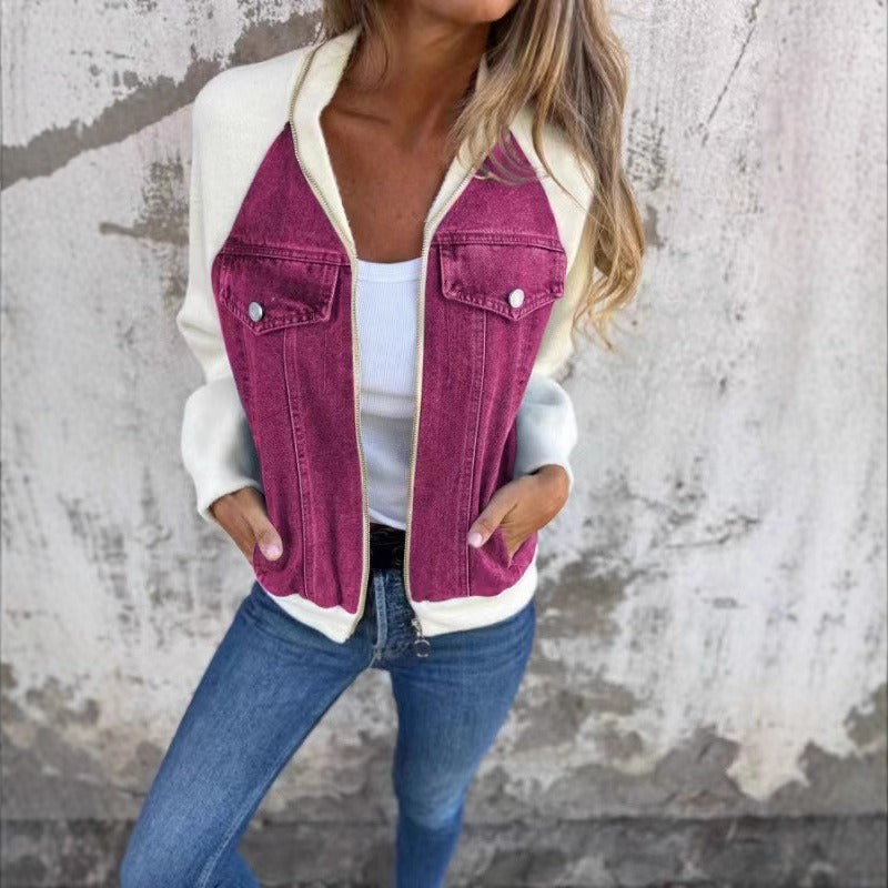 Robe en jean pour femme Coupe décontractée Manches longues