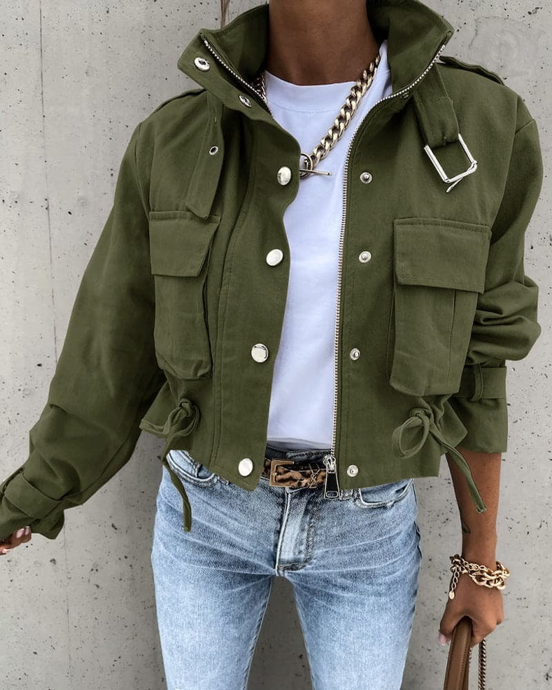 Veste courte pratique en coton style utilitaire