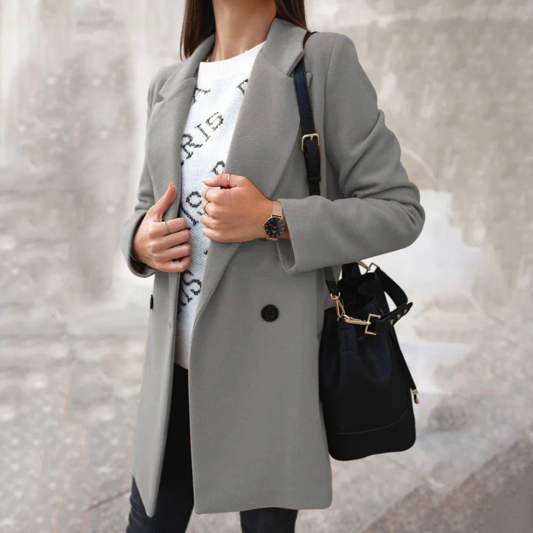 Manteau long femme mélange laine Coupe ajustée