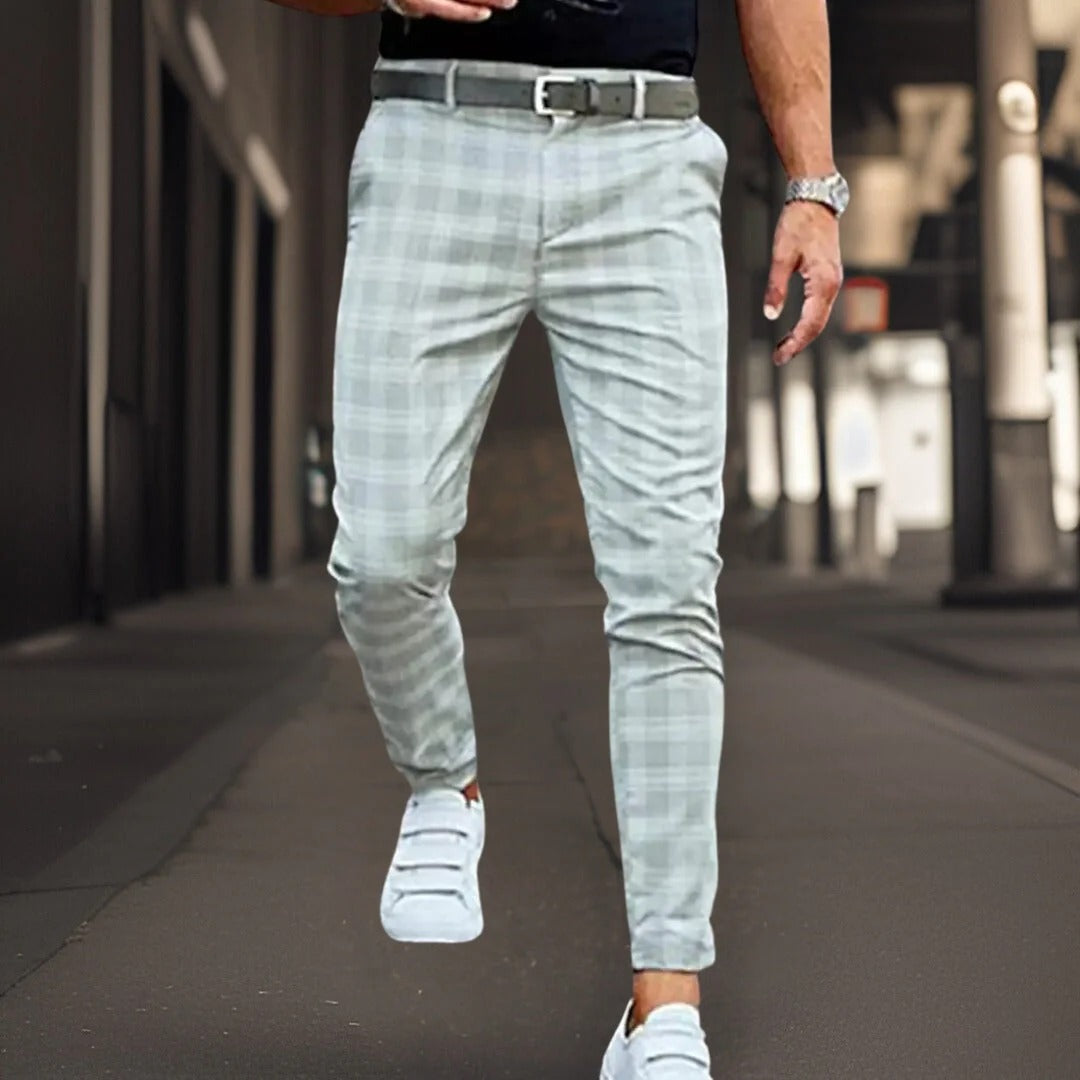 Pantalon Chino Slim Fit à Carreaux Élégant