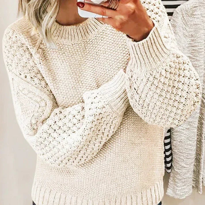 Grand pull en tricot de laine mélangée torsadée
