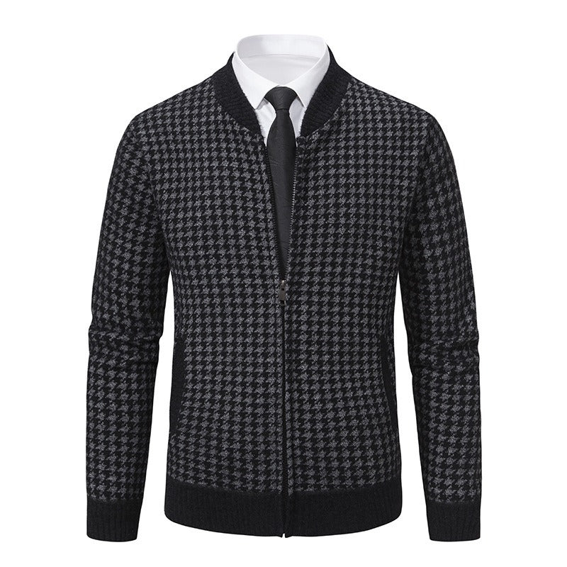 Cardigan homme motif pied-de-poule tendance