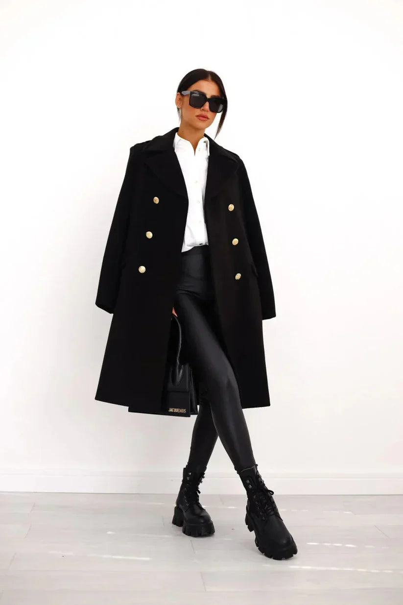 Clara - Manteau long femme coupe élégante en laine