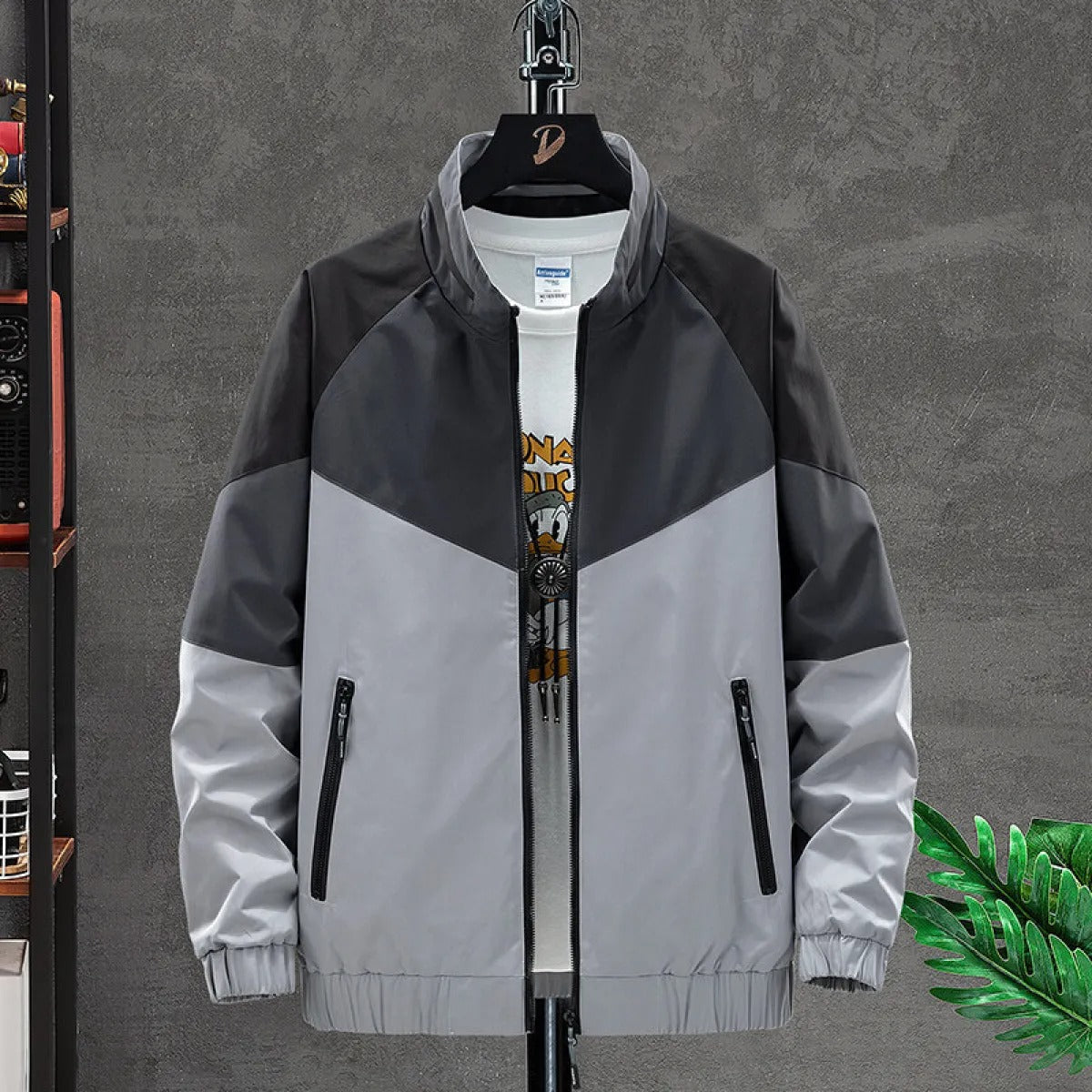 Veste de sport motif blocs de couleur fermeture éclair