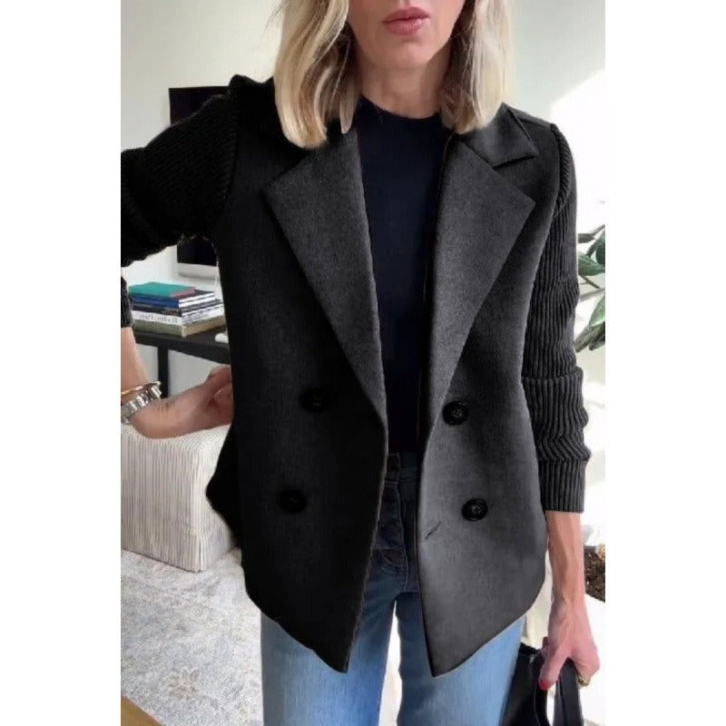 Manteau en laine pour femme coupe cintrée double boutonnage