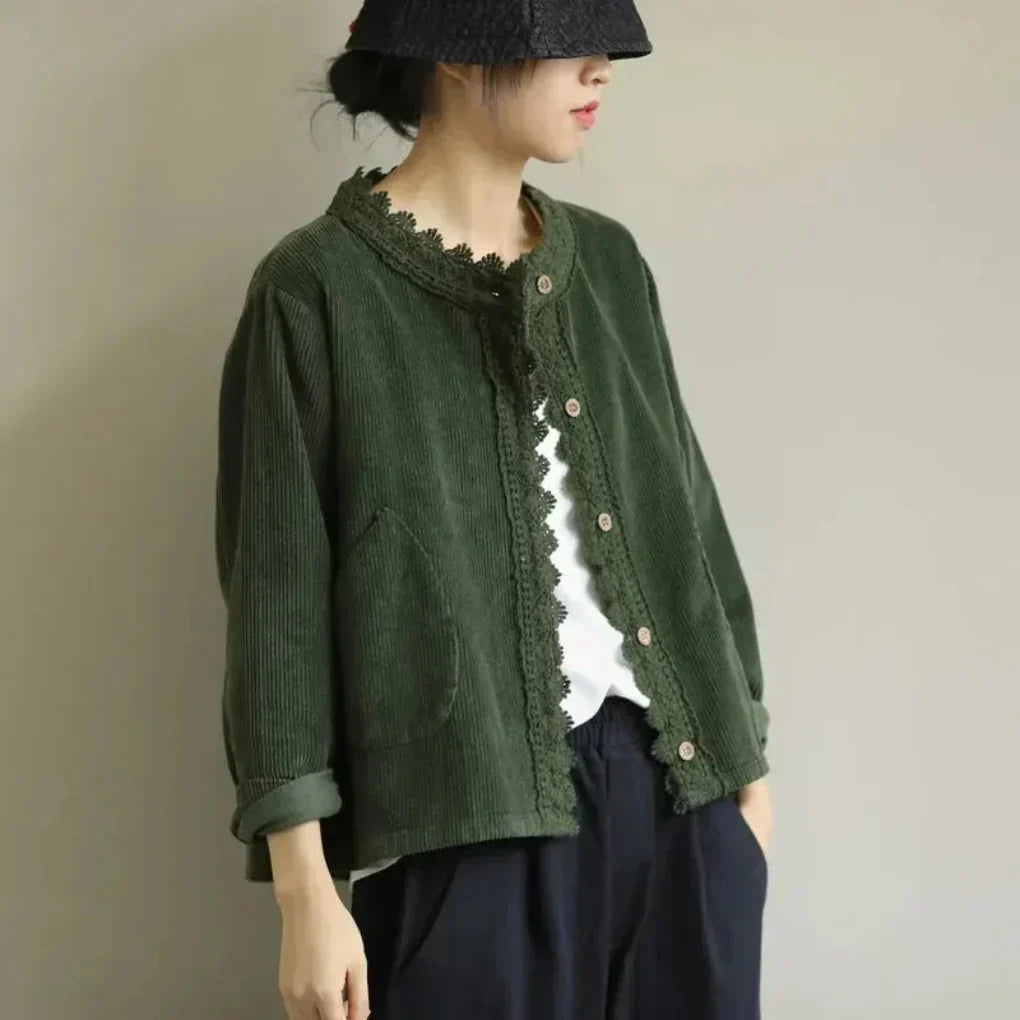 Veste femme tendance aspect velours côtelé