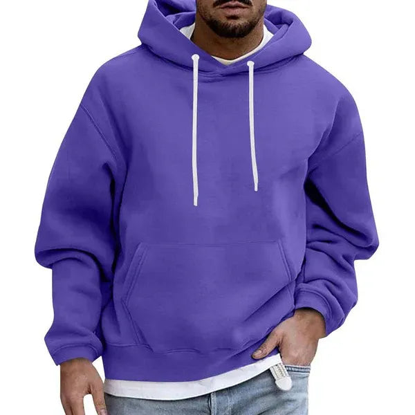 Sweat à capuche confortable pour homme Grande taille Coton doux Poche kangourou Capuche