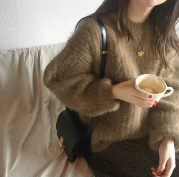 Pull oversize en mohair mélangé à col rond