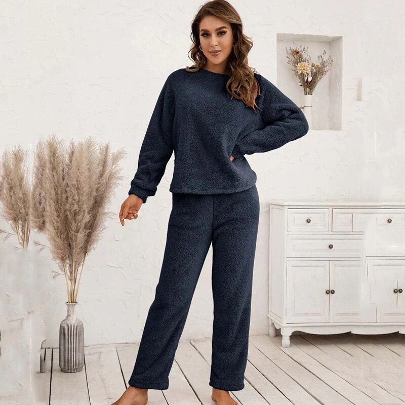 Ensemble peignoir femme doux à manches longues