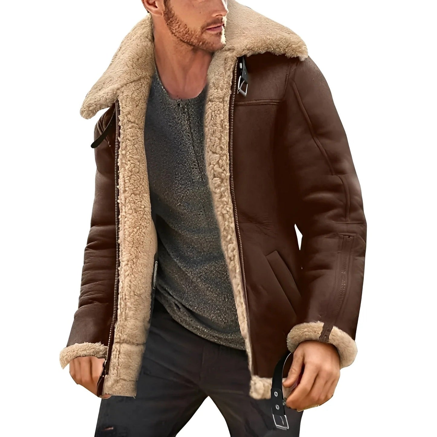Blouson en cuir pour homme robuste et extra-épais
