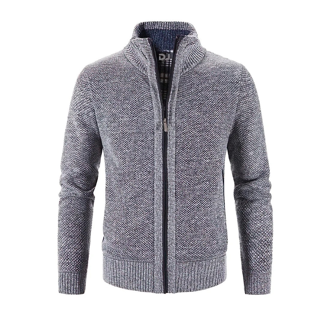 Cardigan coupe ajustée tricot en laine bord-côte design moderne