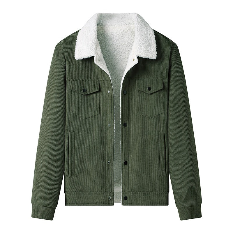 Veste en velours côtelé Polaire Effet cuir Élégant