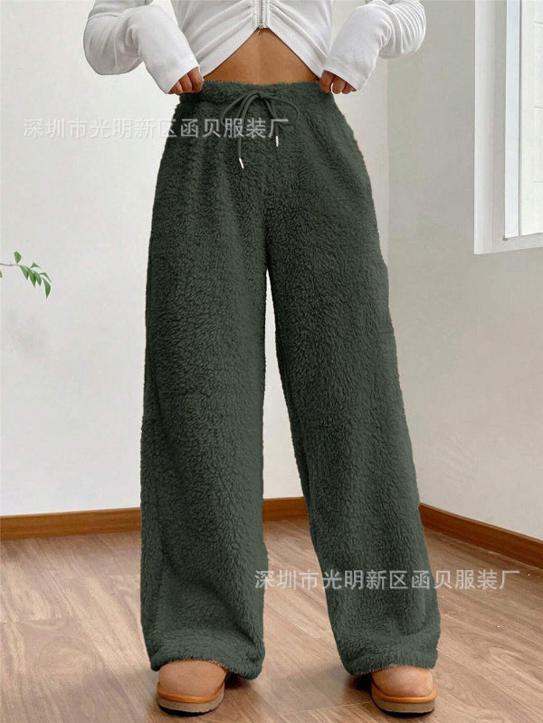 Pantalon de détente taille haute à cordon de serrage pour femme