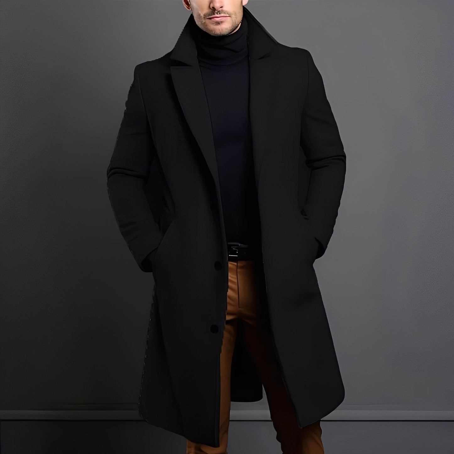 Trench-coat élégant pour homme en laine
