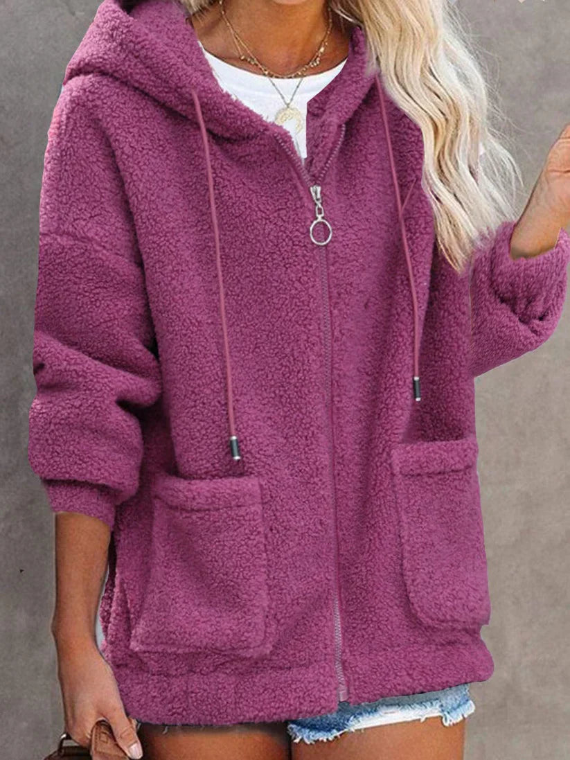 Freya - Veste en peluche oversize avec fermeture éclair