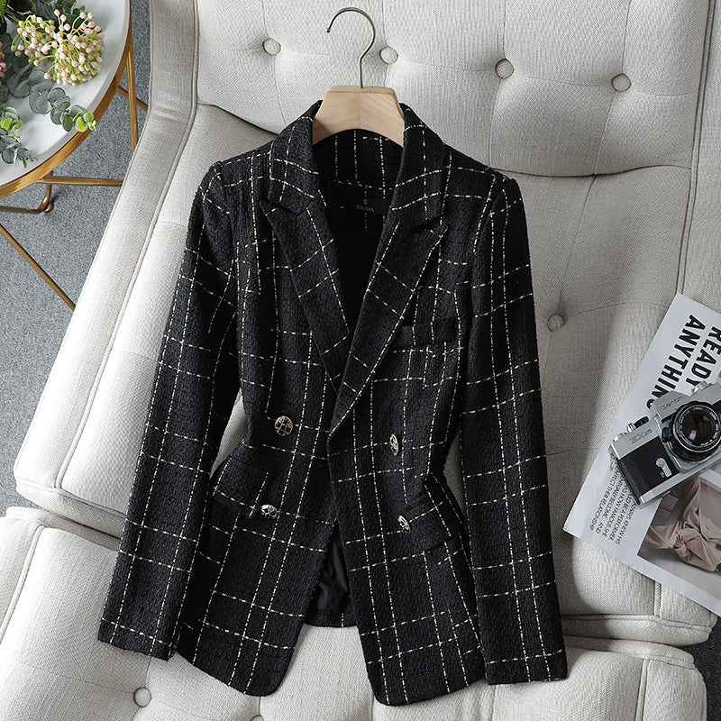 Blazer stylé à carreaux pour femme