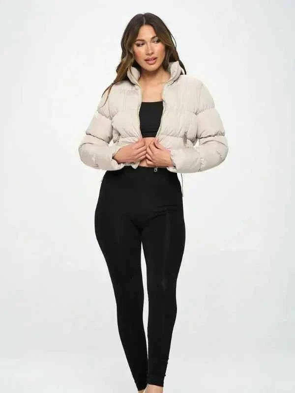 Courte veste d'hiver noire pour femme