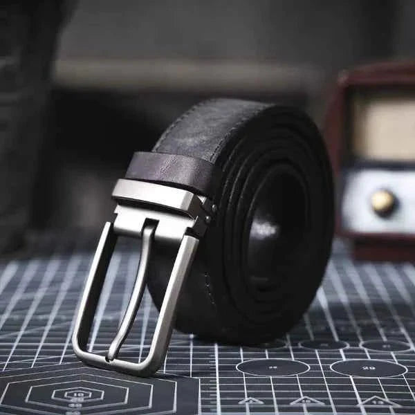 Ceinture en cuir noire pour hommes