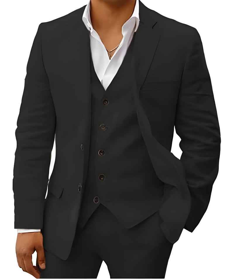 Costume de mariage lin élégant noir