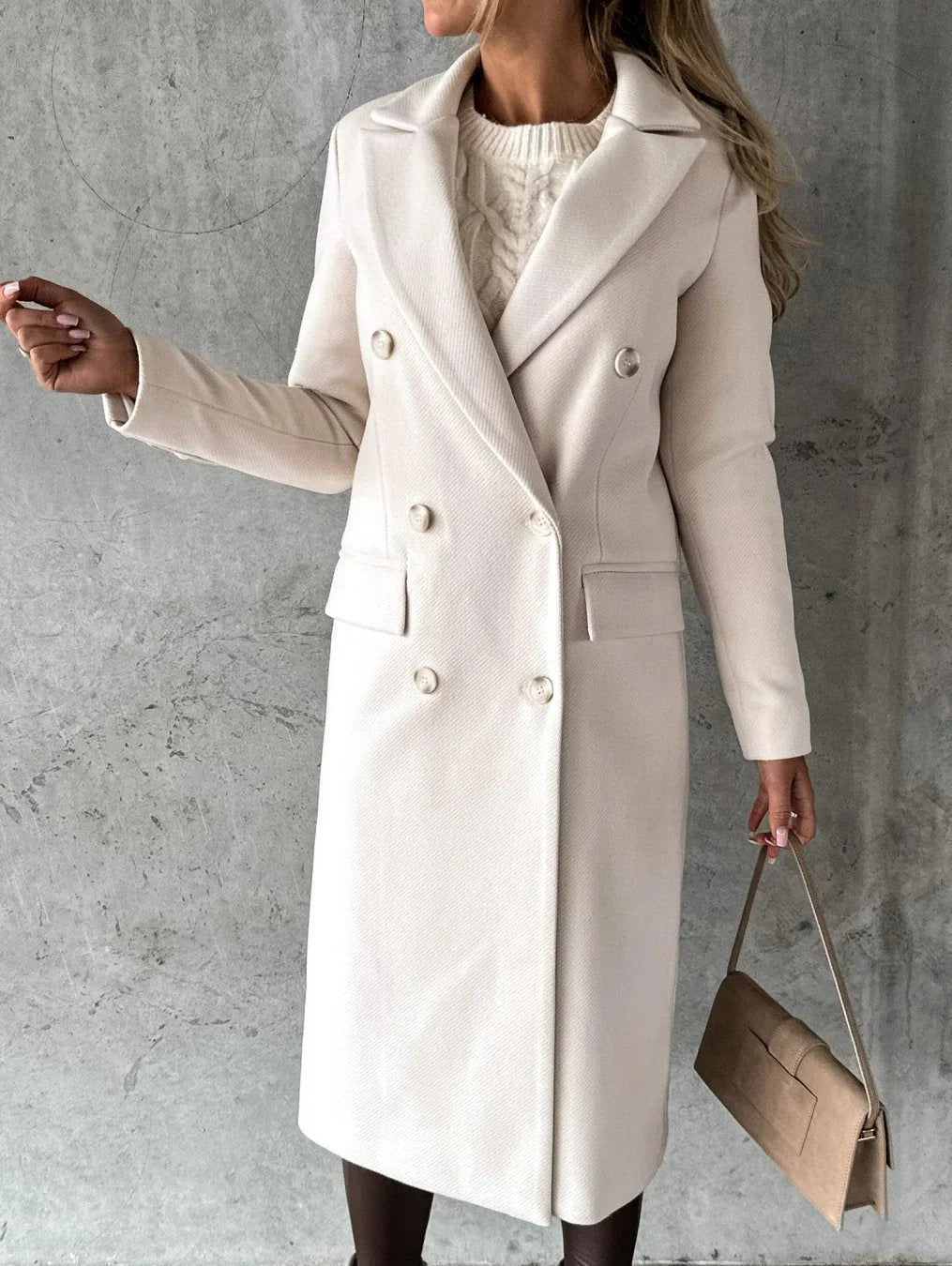 Manteau long croisé élégant pour femme