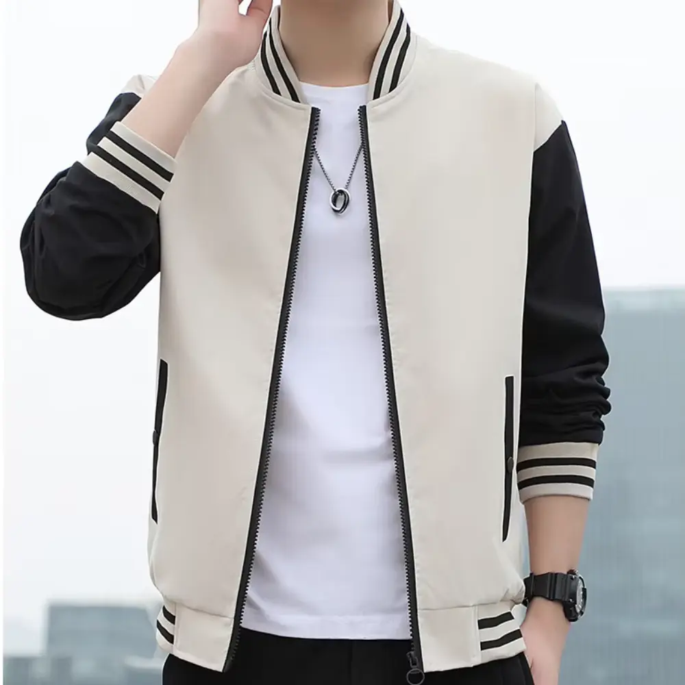 Blouson universitaire tendance motif à rayures
