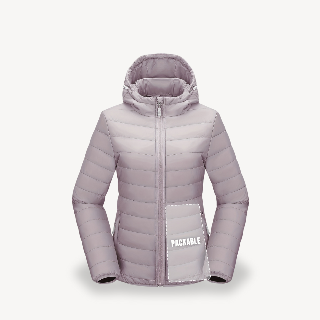 Veste de voyage matelassée à capuche pratique pour femme
