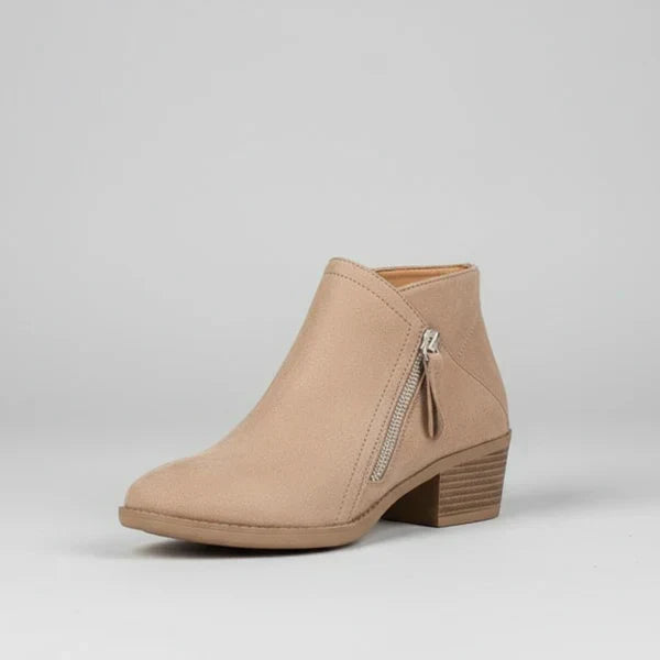 Chelsea Boots Femme Talon Plat Fermeture Éclair