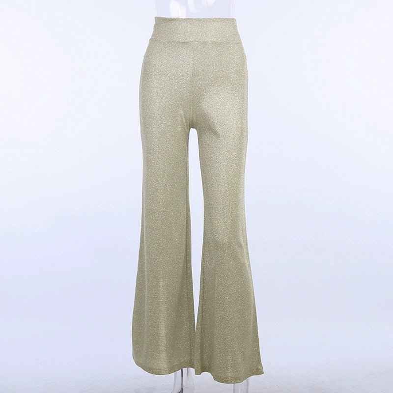 Pantalon patte d'éléphant à paillettes taille haute PartyOutlet