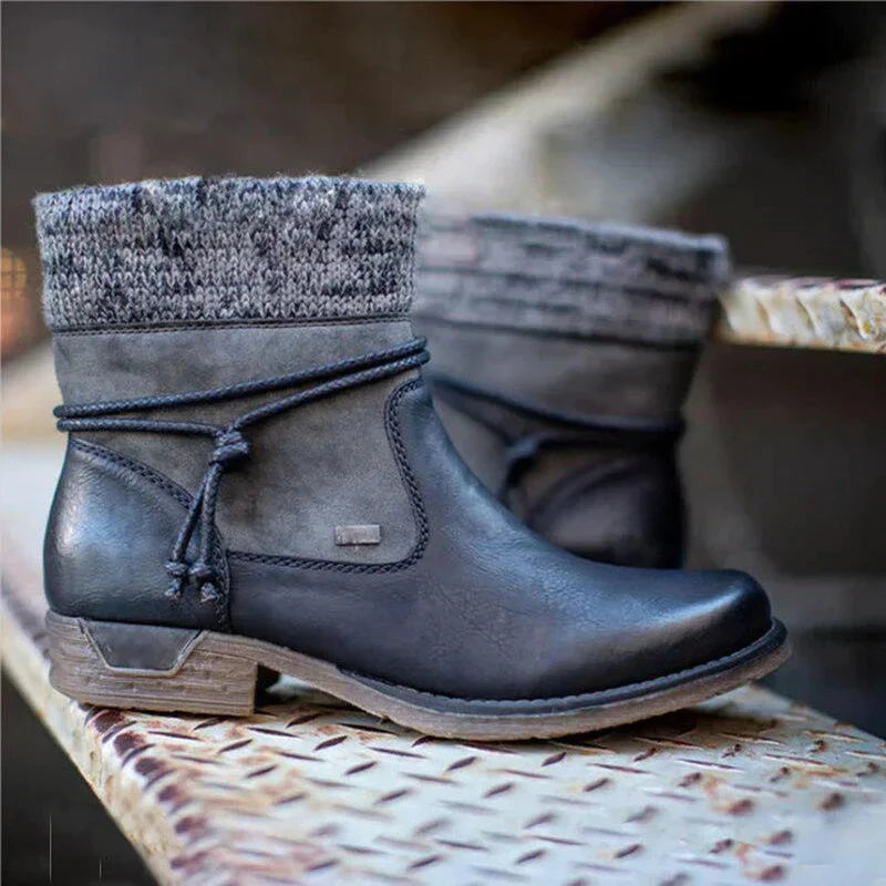 Bottes élégantes, style vintage, talon bas