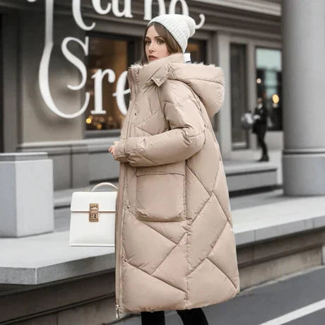 Veste oversize chaude avec capuche mi-longue