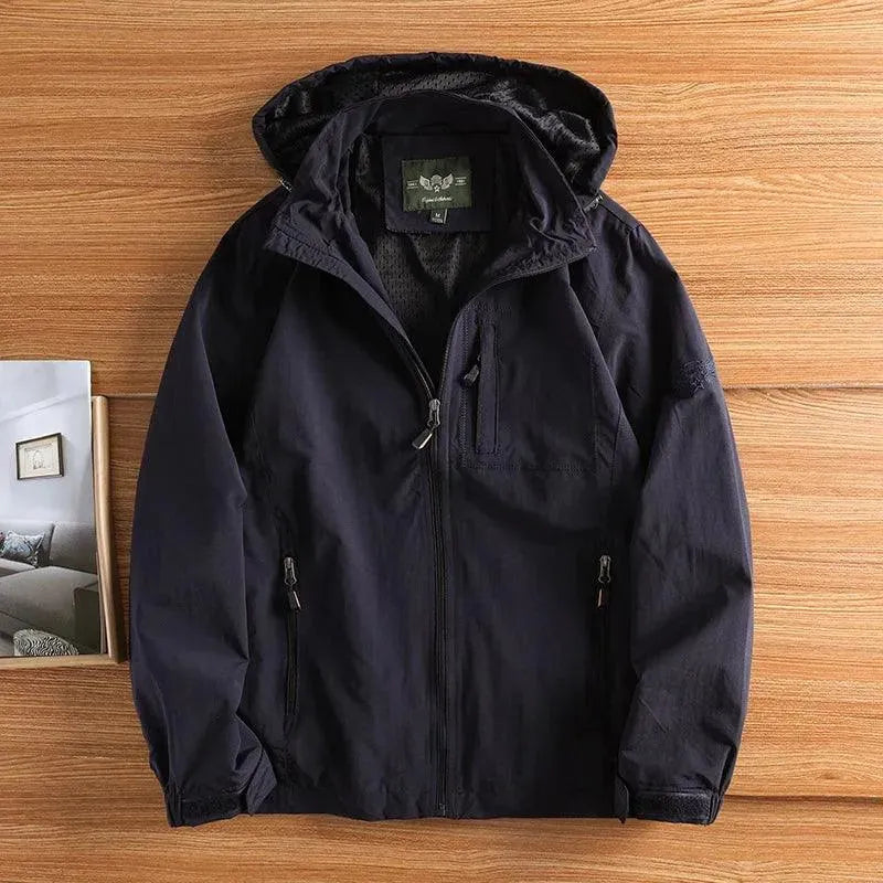 Veste de randonnée homme imperméable coupe-vent style militaire