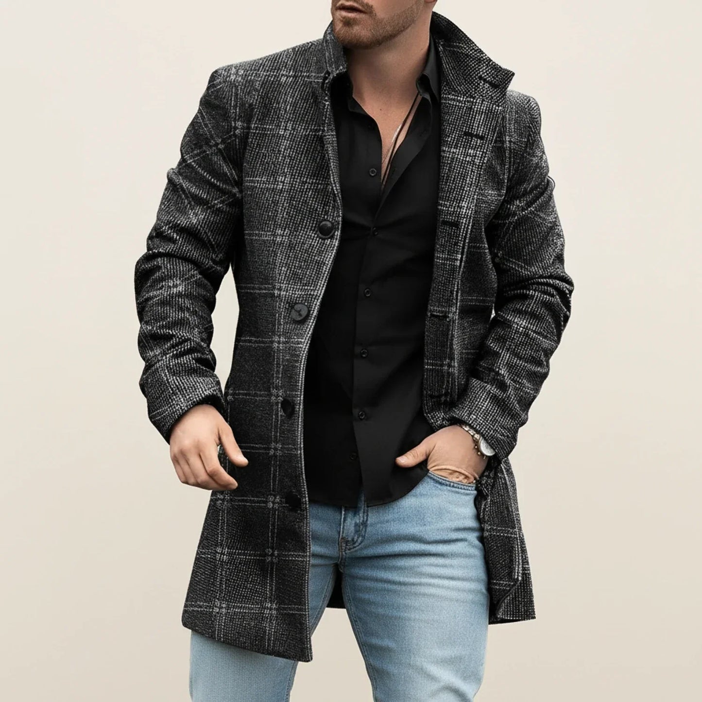 Manteau d'hiver homme motif patchwork