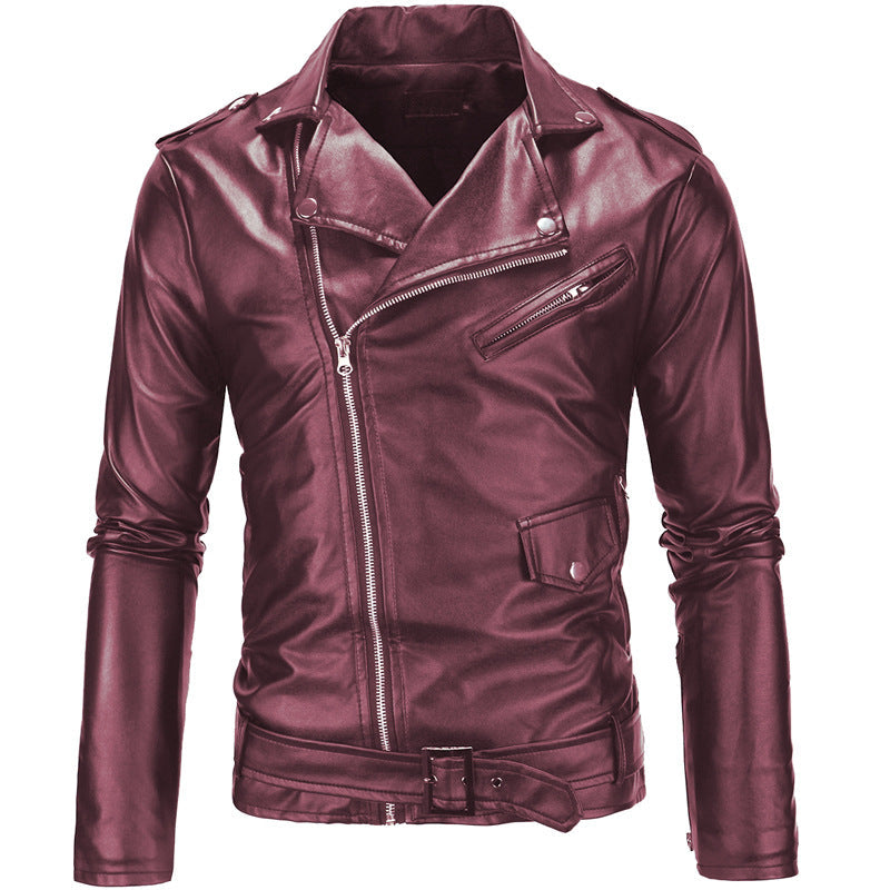 Blouson en cuir pour homme style motard asymétrique