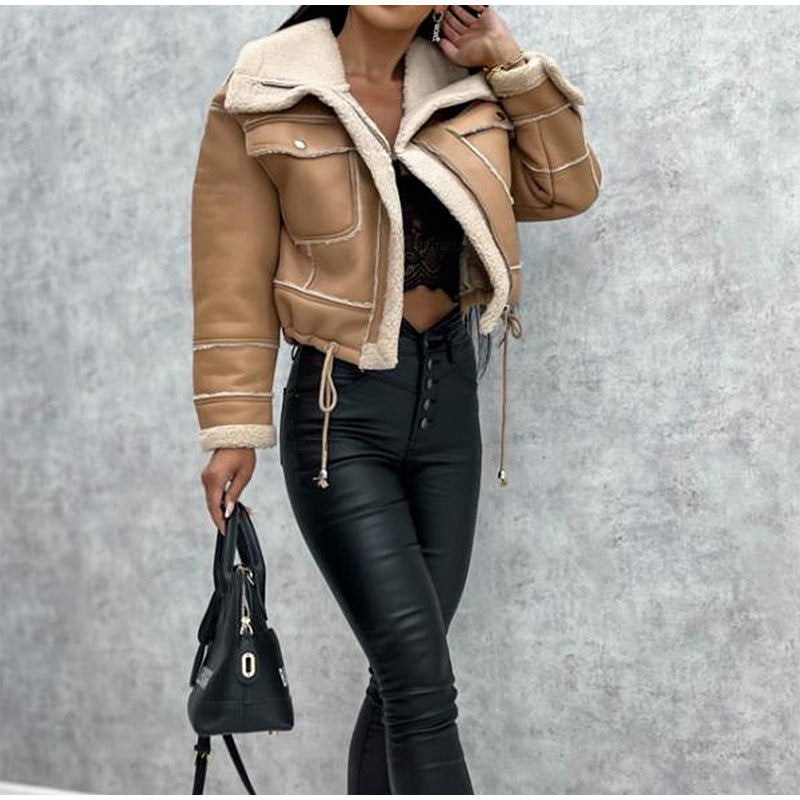 Blouson en cuir style motard Doublure chaude
