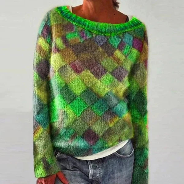 Pull coloré col rond style tendance