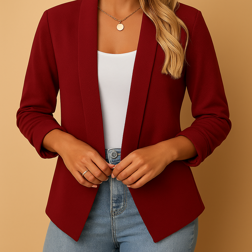 Blazer élégant pour femme, coupe ouverte, design moderne