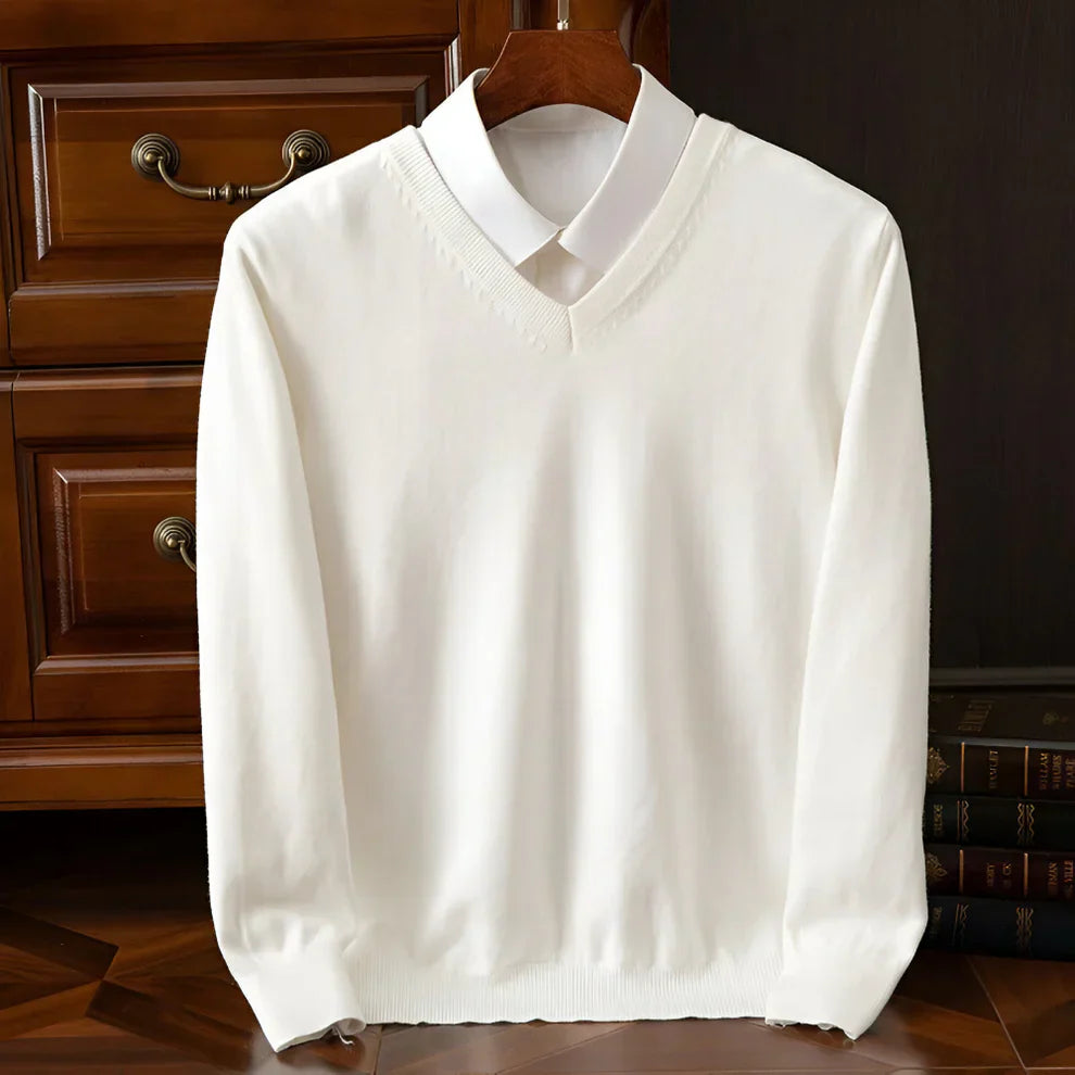 Pull en maille col V manches longues pour homme
