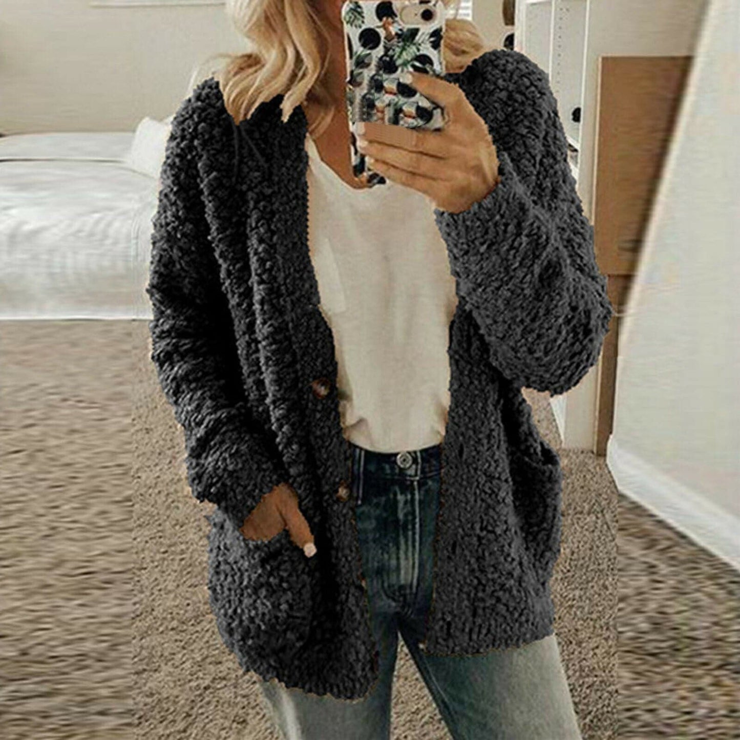 Cardigan en tricot souple Décontracté Maille grosse Confortable