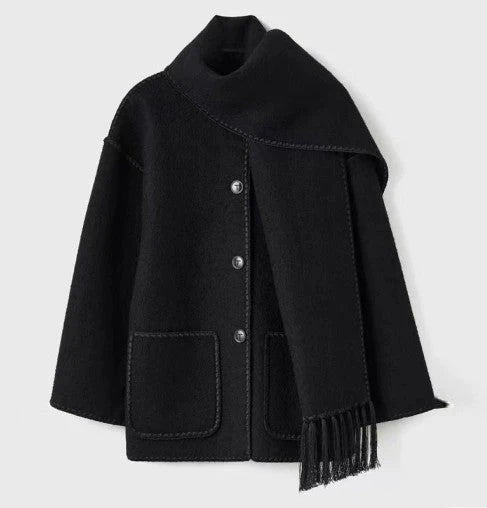 Manteau d'hiver style poncho, coupe oversize, mélange de laine