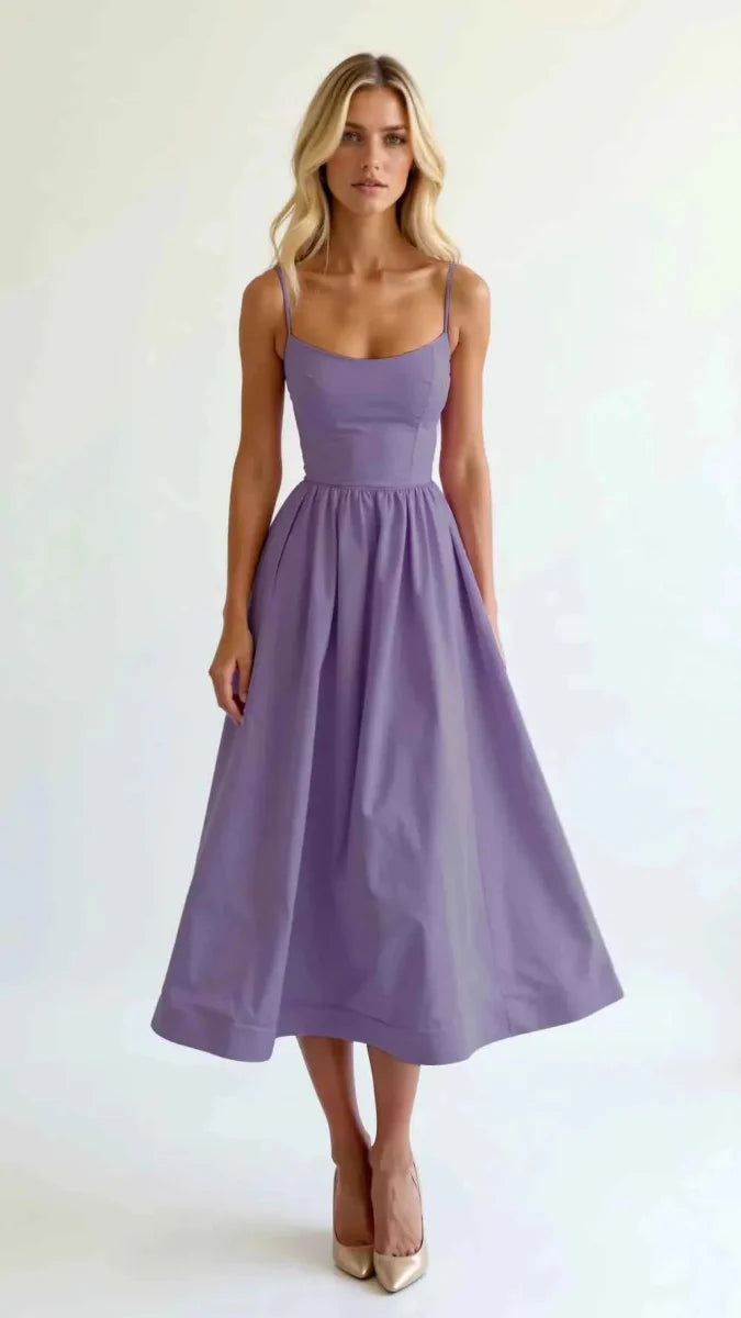 Robe midi élégante avec taille cintrée