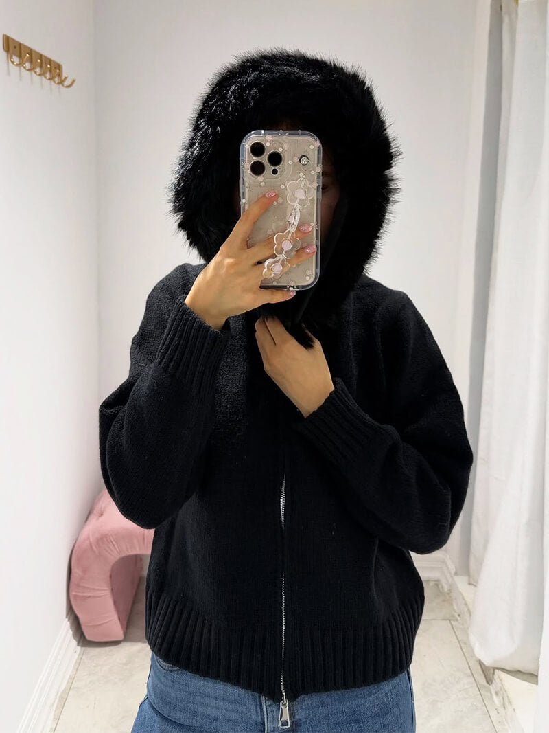 Blouson femme tendance en fausse fourrure
