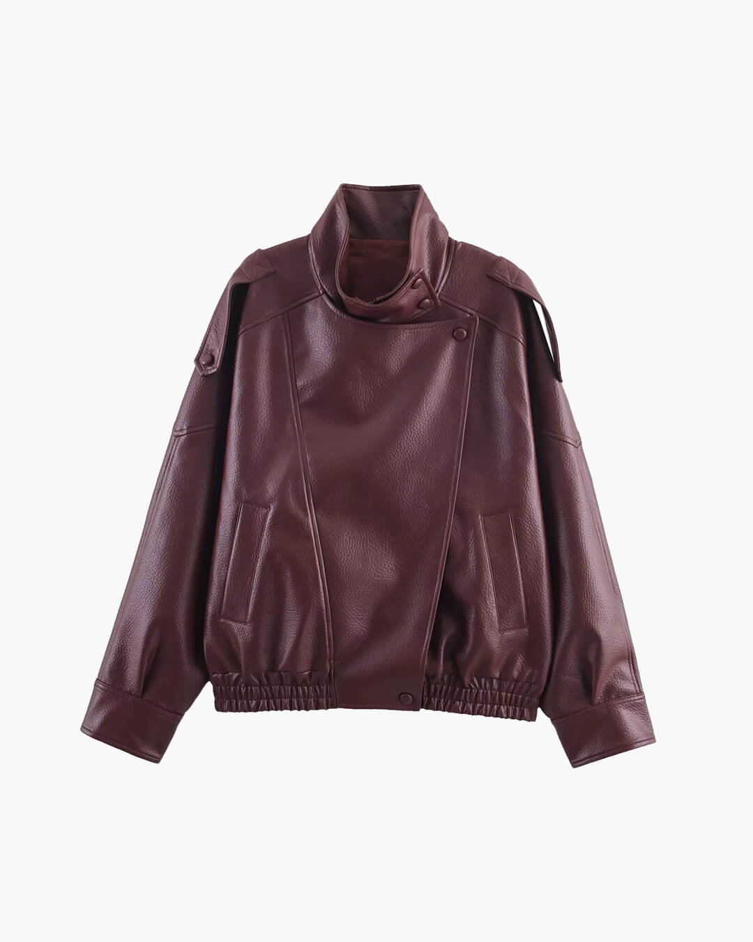 Blouson en cuir élégant à coupe asymétrique