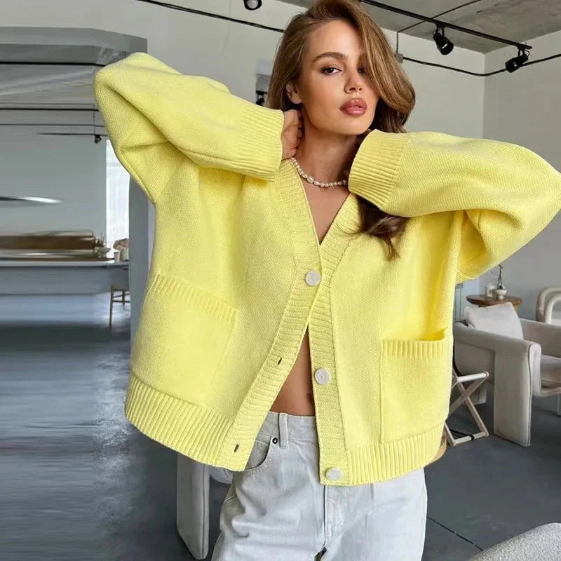 Cardigan élégant à col en V pour femme