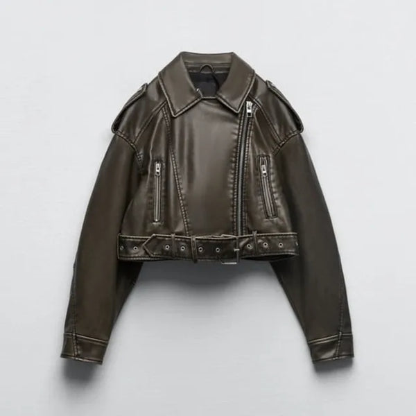 Veste courte femme ceinture coupe