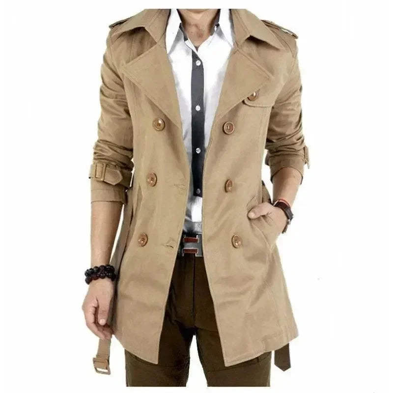 Trench-coat homme élégant coupe ajustée