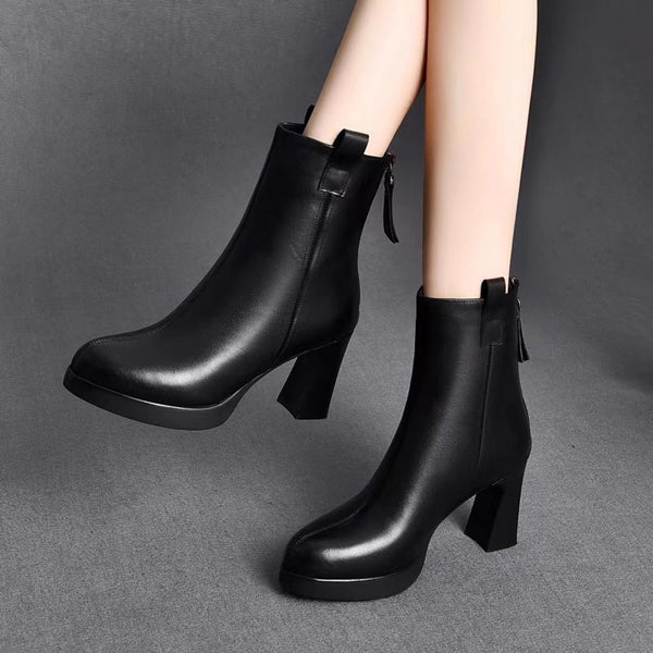 Élégantes bottes en cuir imperméables hautes